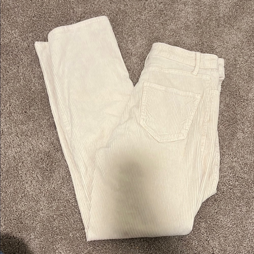 Hollister ultra High Rise Corduroy cream white pants